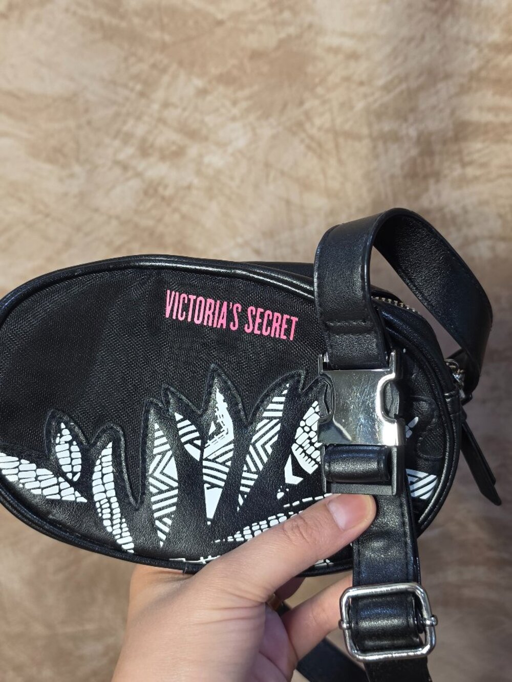 Victoria’s Secret Graphic Crossbody Bag – Black Logo Mini Bag w/ Strap